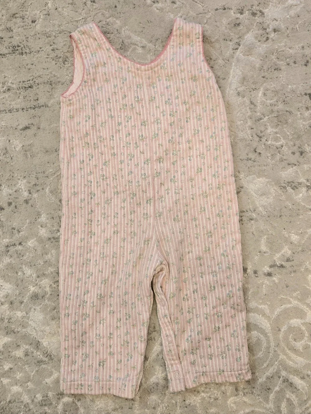 Carter's Vintage 1980s Pastel Pink Zip Up Pants Romper